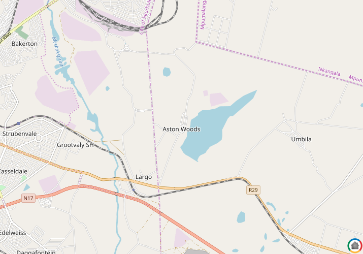 Map location of Aston Lake